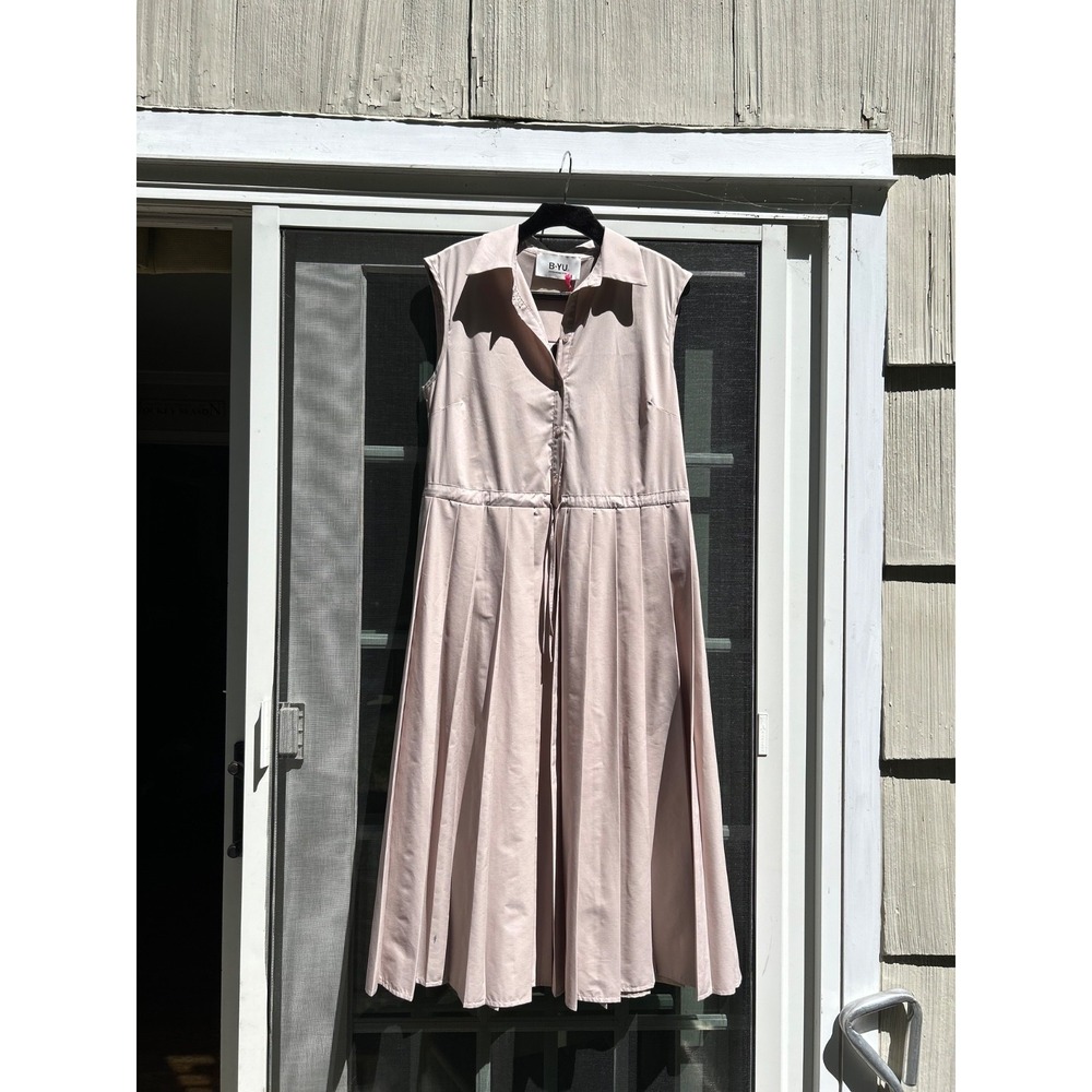 B.yu BYU B-YU NWT Sabbia Pleat Dress Size 8-10 Large Made in Italy Original $198